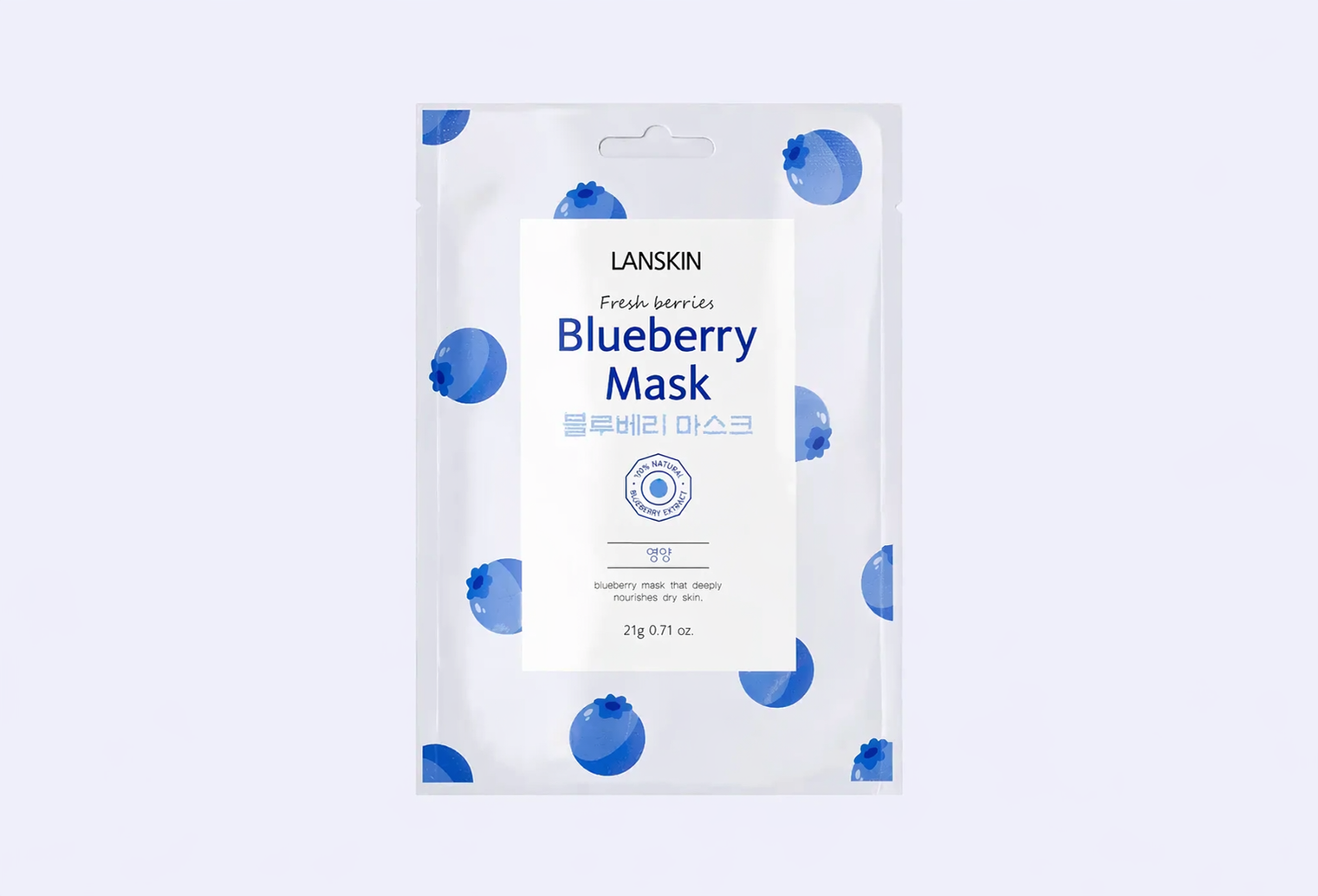 Тканевая маска для лица LANSKIN FRESH BERRIES BLUEBERRY MASK