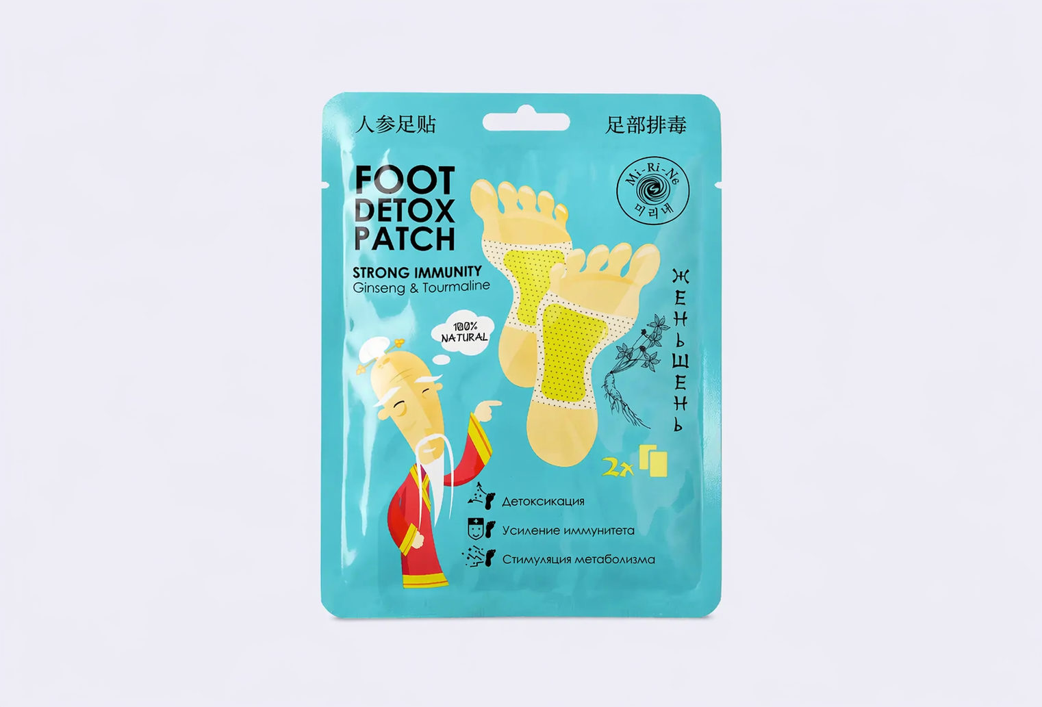 Детокс-патчи для ног MI-RI-NE foot detox patch strong immunity Ginseng and tourmaline