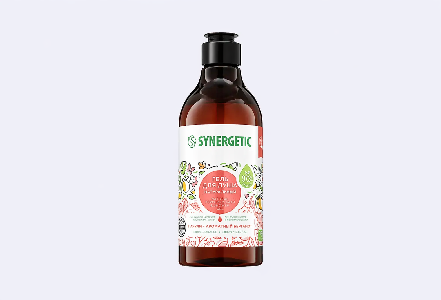 Гель для душа SYNERGETIC Пачули и ароматный бергамот, увлажняющий, натуральный