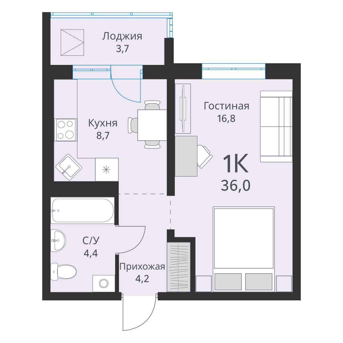 Планировка 1-комн.