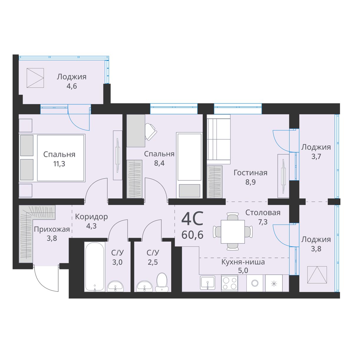 Планировка 4-комн.