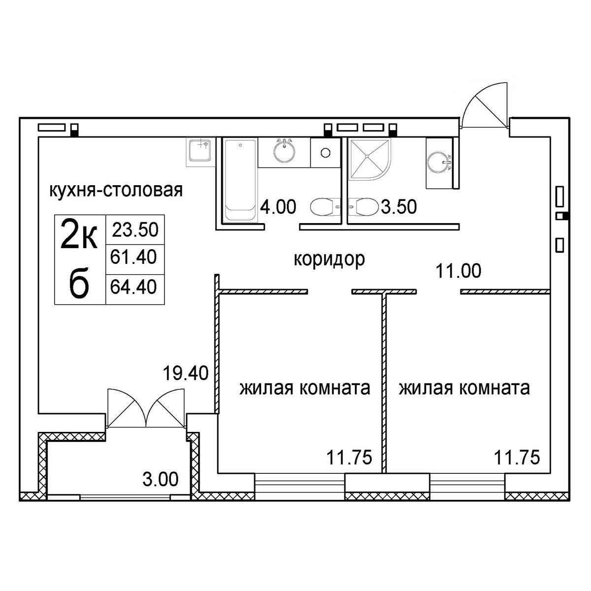 Планировка 2-комн.