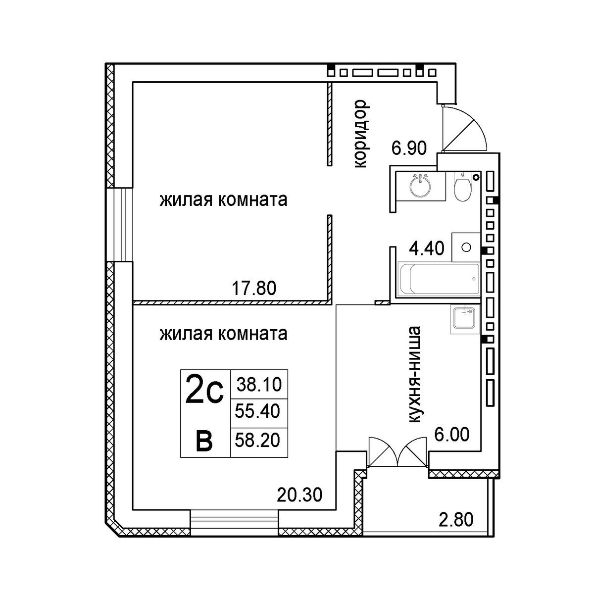 Планировка 2-комн.