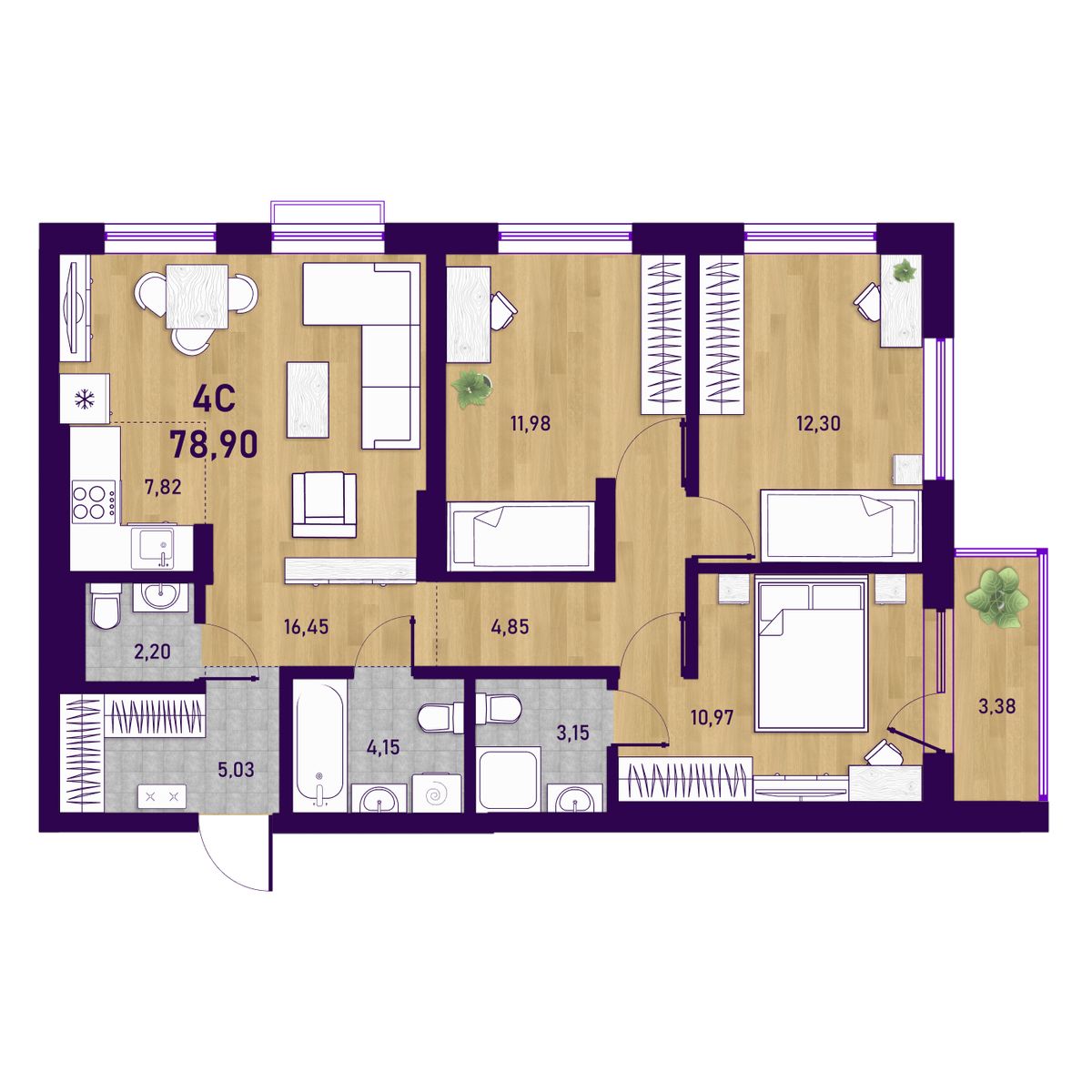 Планировка 4-комн.