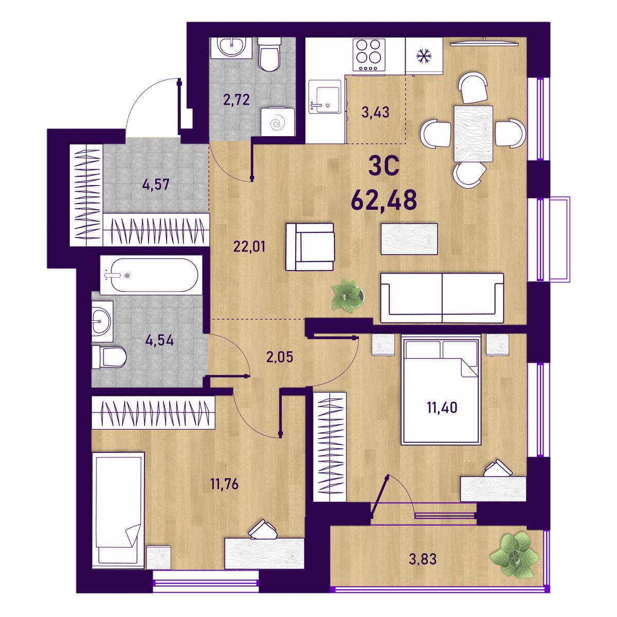 Планировка 3-комн.