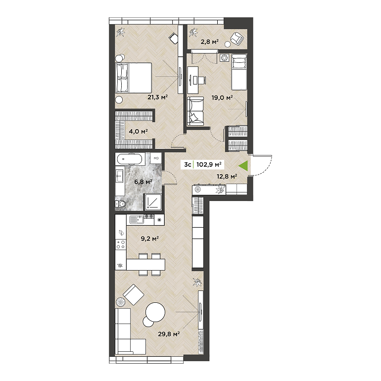 Планировка 3-комн.