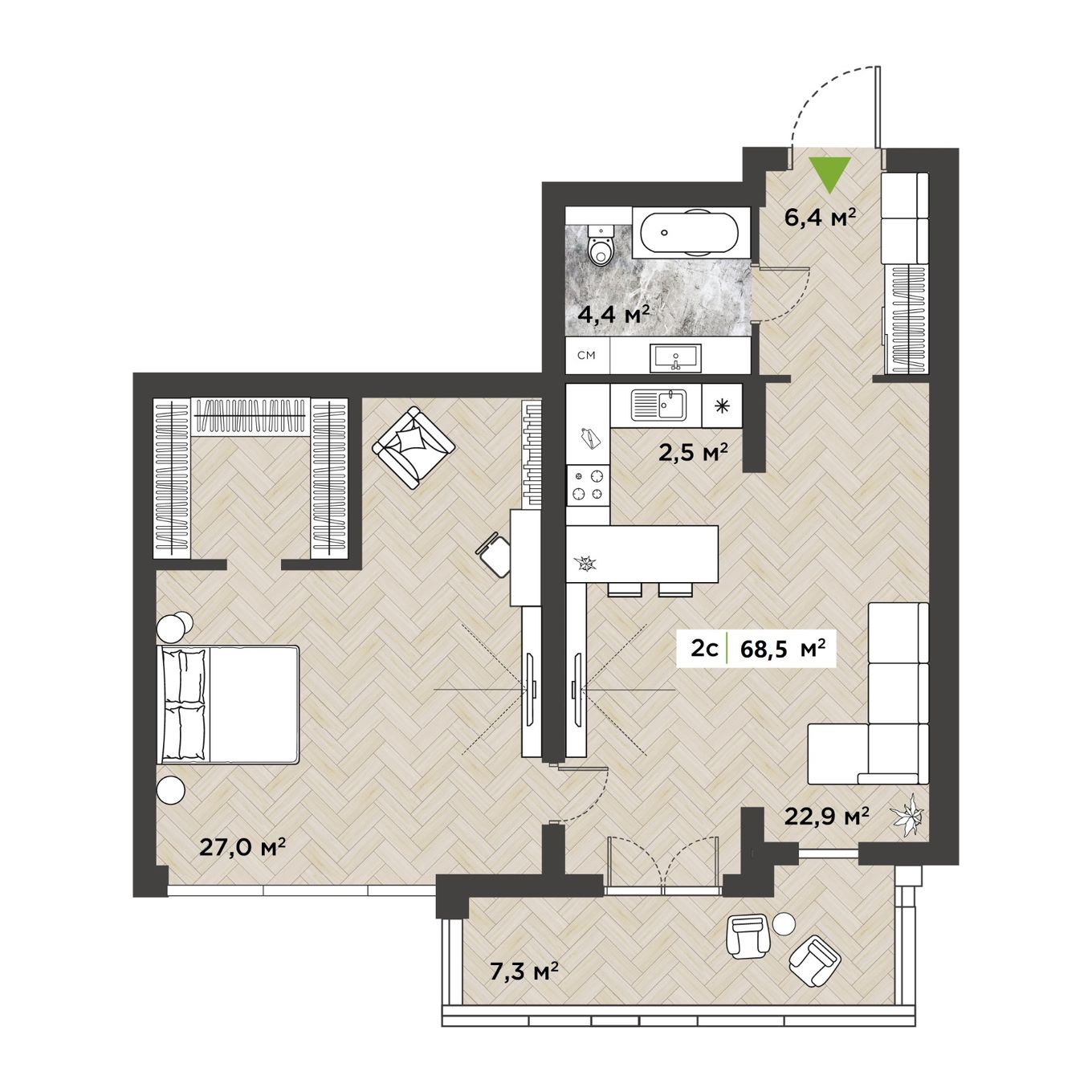 Планировка 2-комн.