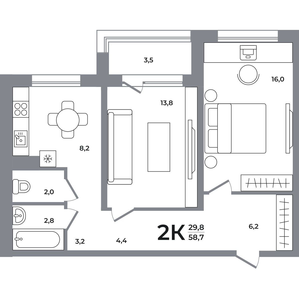 Планировка 2-комн.