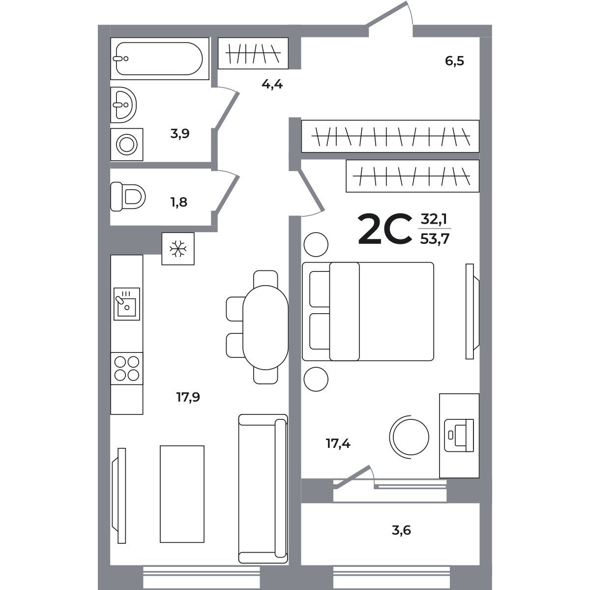 Планировка 2-комн.