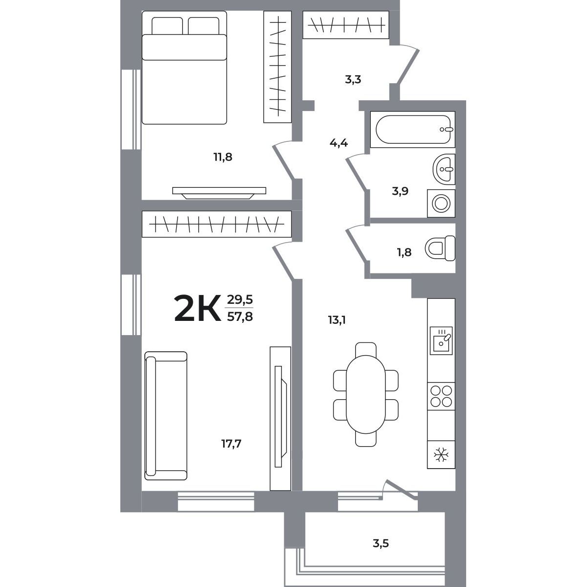 Планировка 2-комн.
