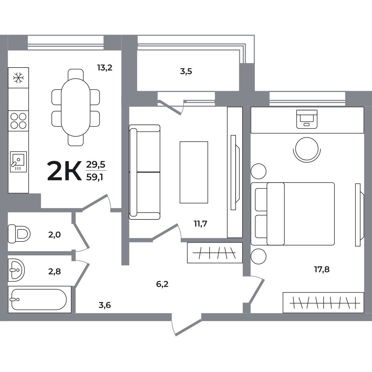 Планировка 2-комн.