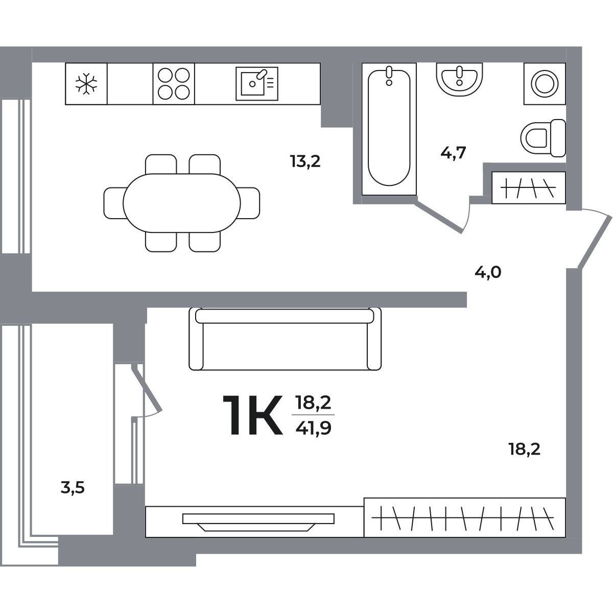 Планировка 1-комн.