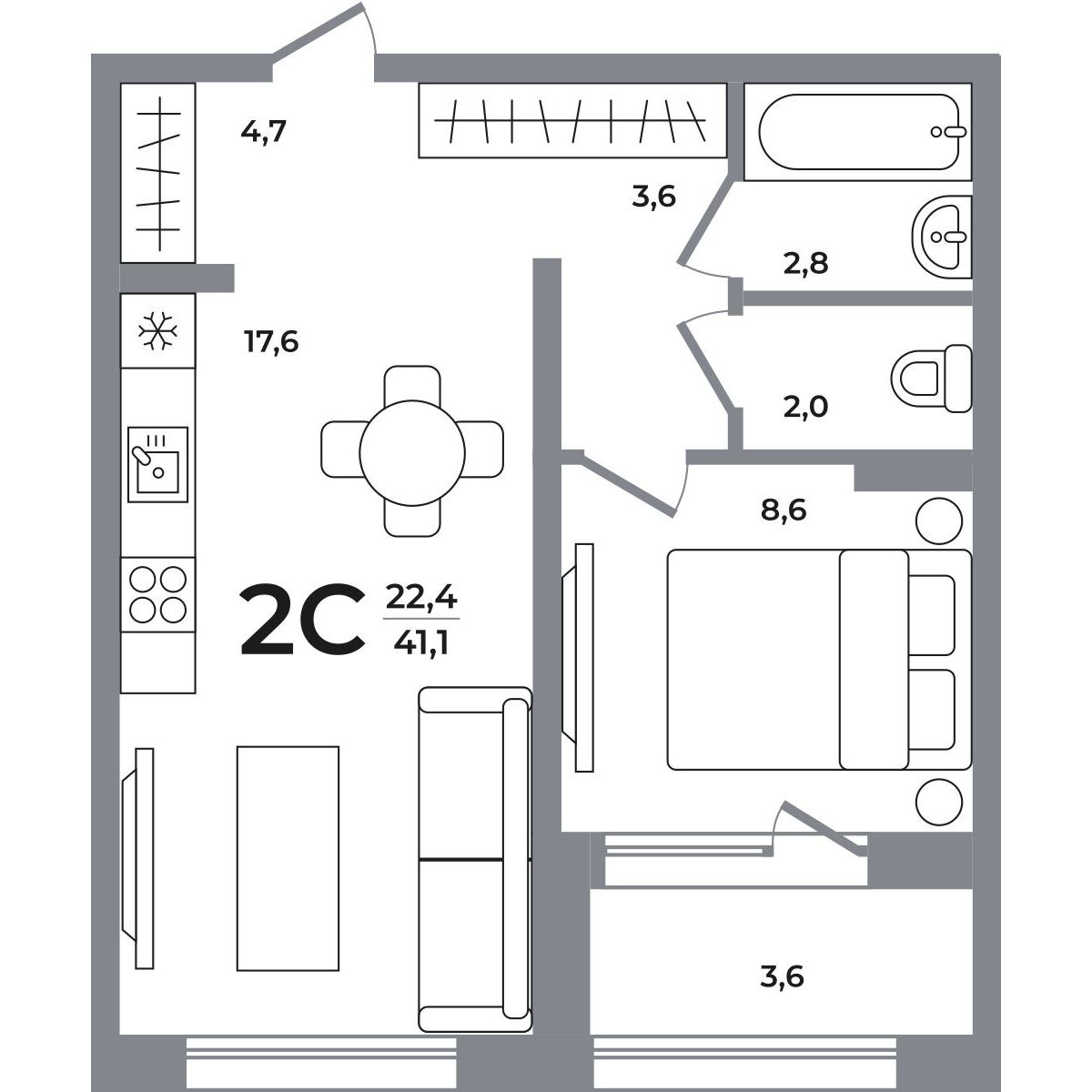 Планировка 2-комн.
