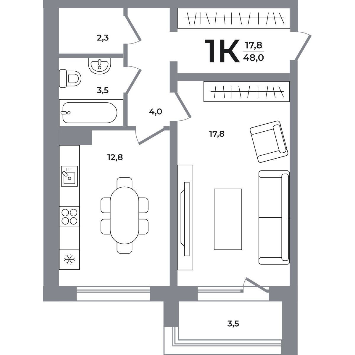 Планировка 1-комн.