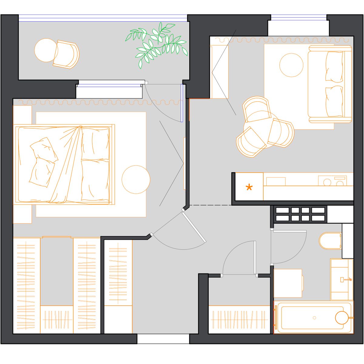 Планировка 1-комн. 3