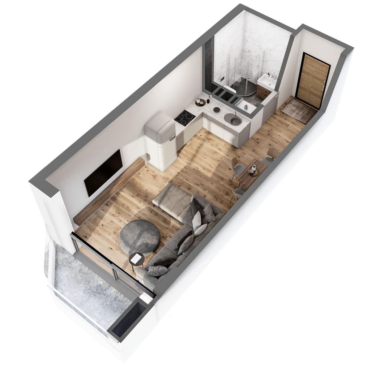 1-комнатная, 35.9 м² 1