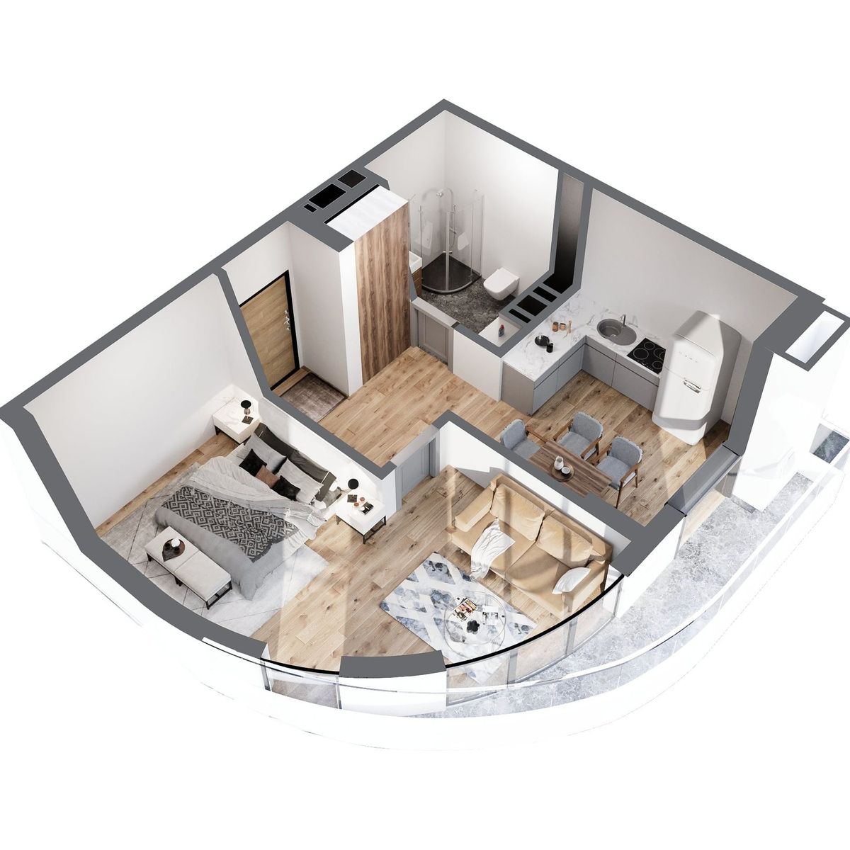 2-комнатная, 51.8 м² 1