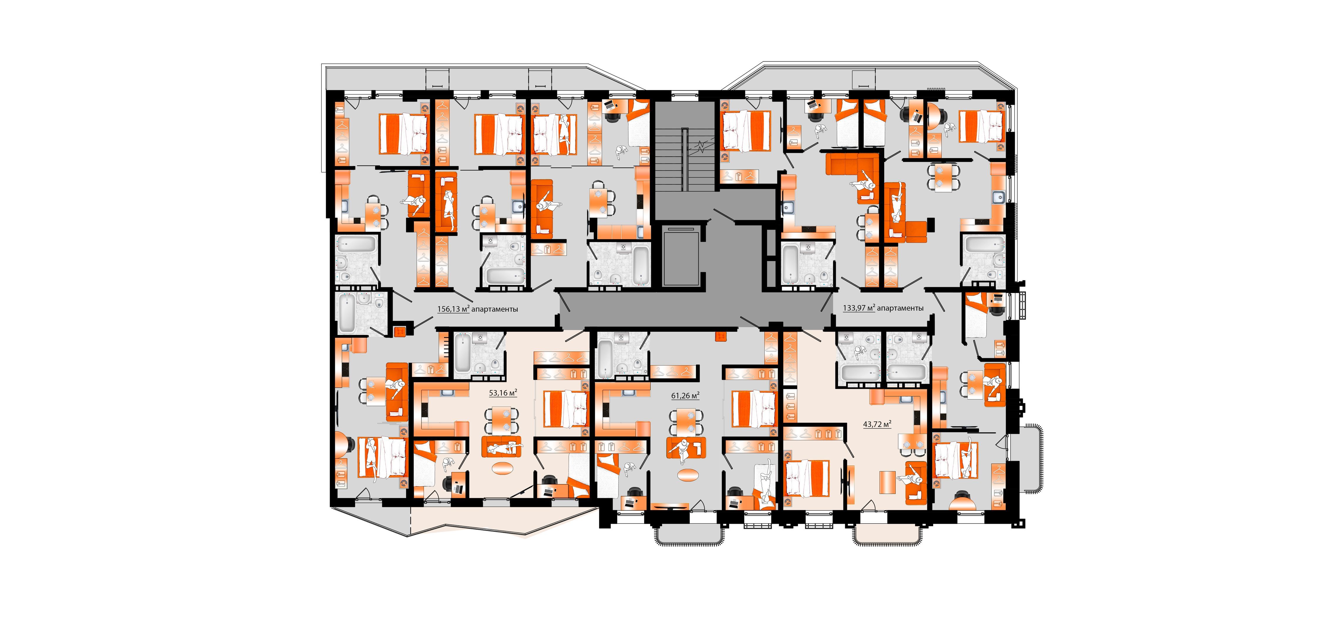 1-комнатная, 156.13 м², № А-6 в Sunrise (Санрайс)
