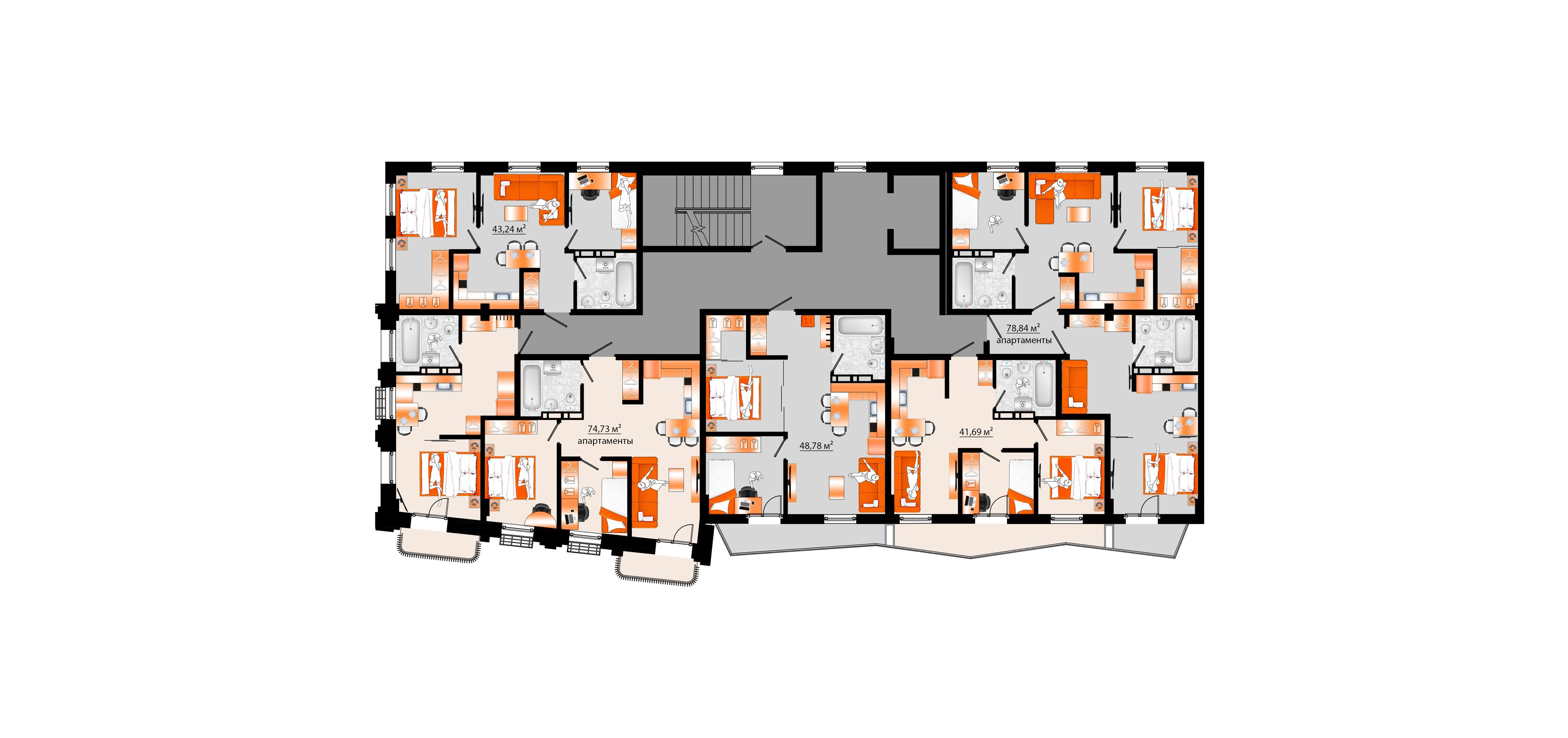 4-комнатная, 78.84 м², № Е-5 в Sunrise (Санрайс)