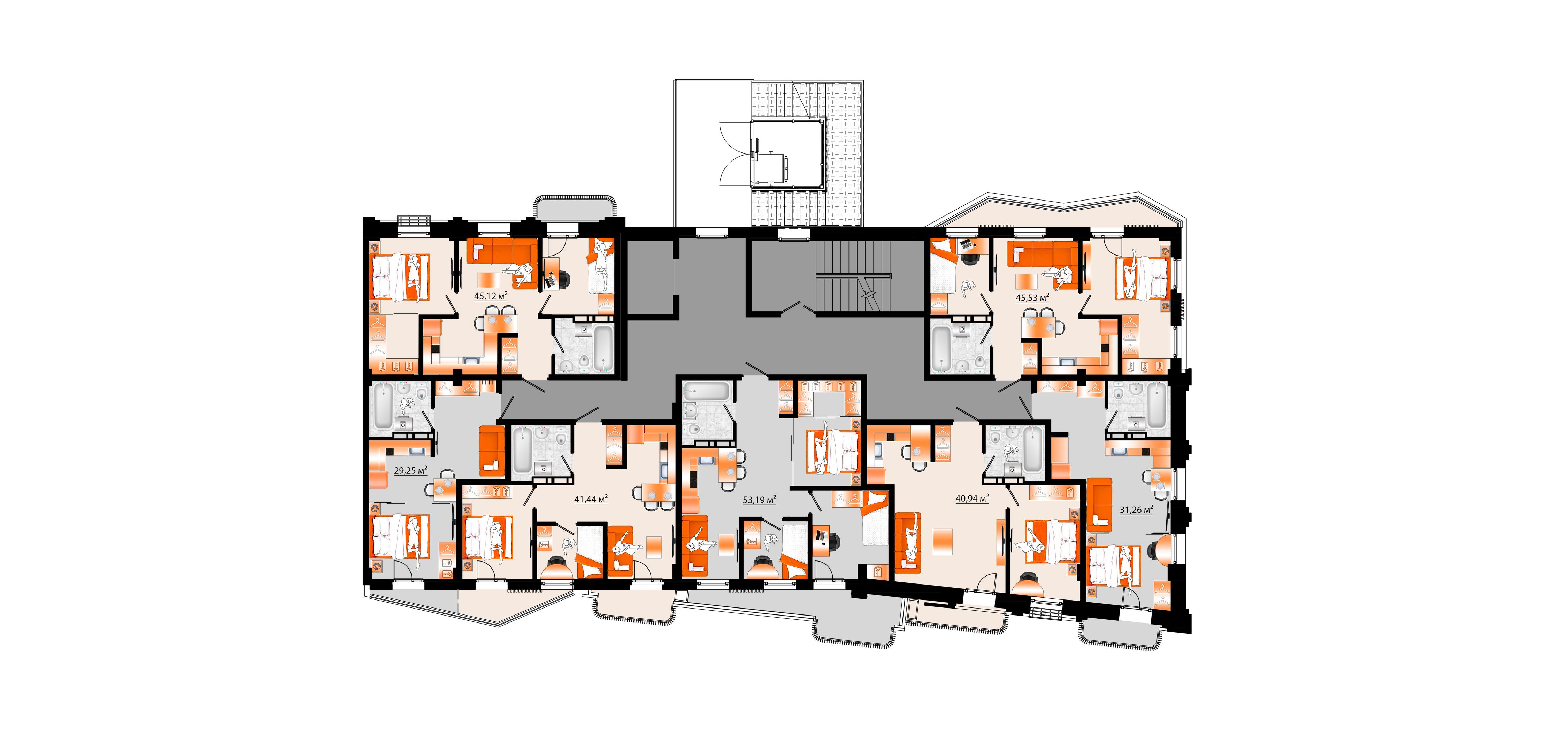 3-комнатная, 53.19 м², № Д-34 в Sunrise (Санрайс)