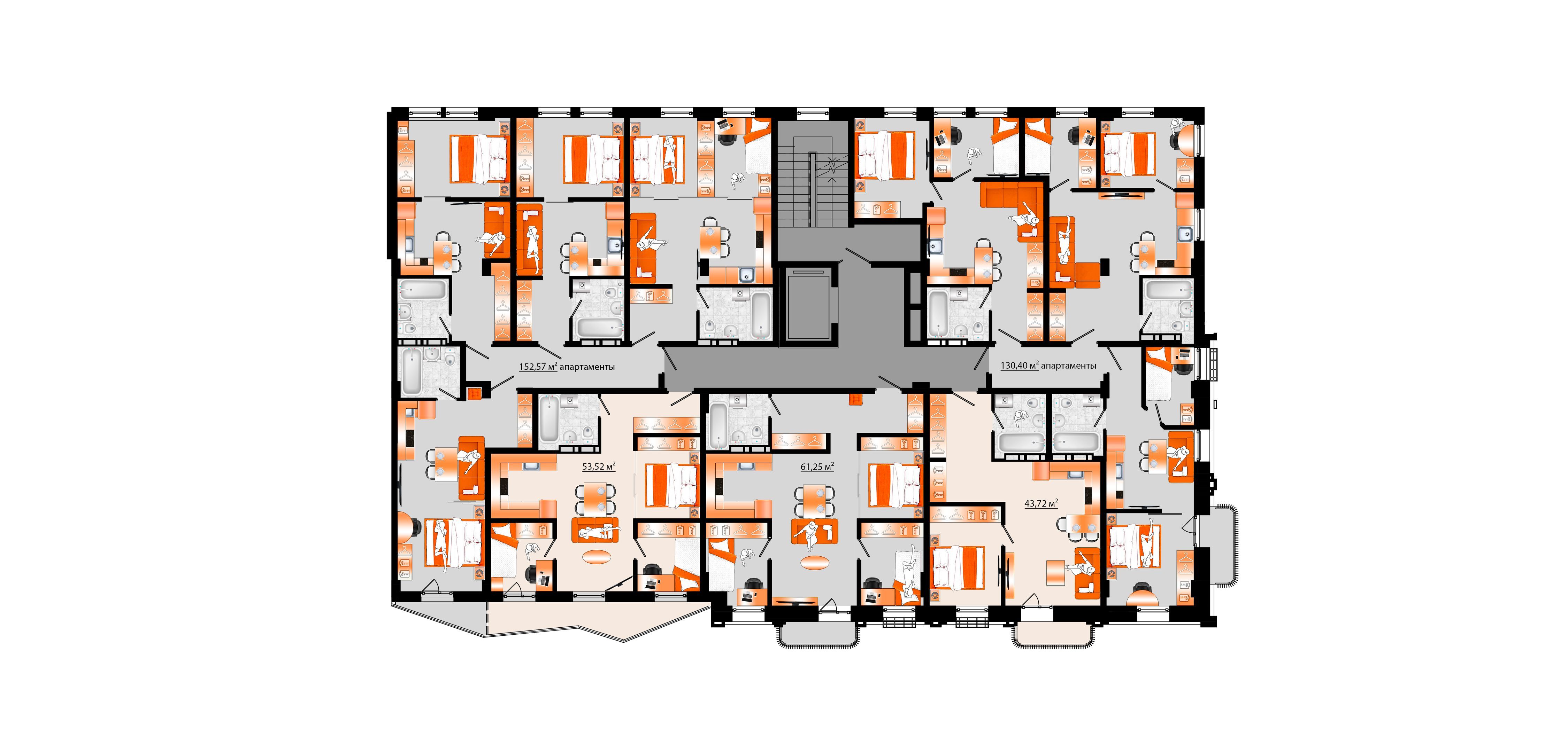 1-комнатная, 152.57 м², № А-1 в Sunrise (Санрайс)