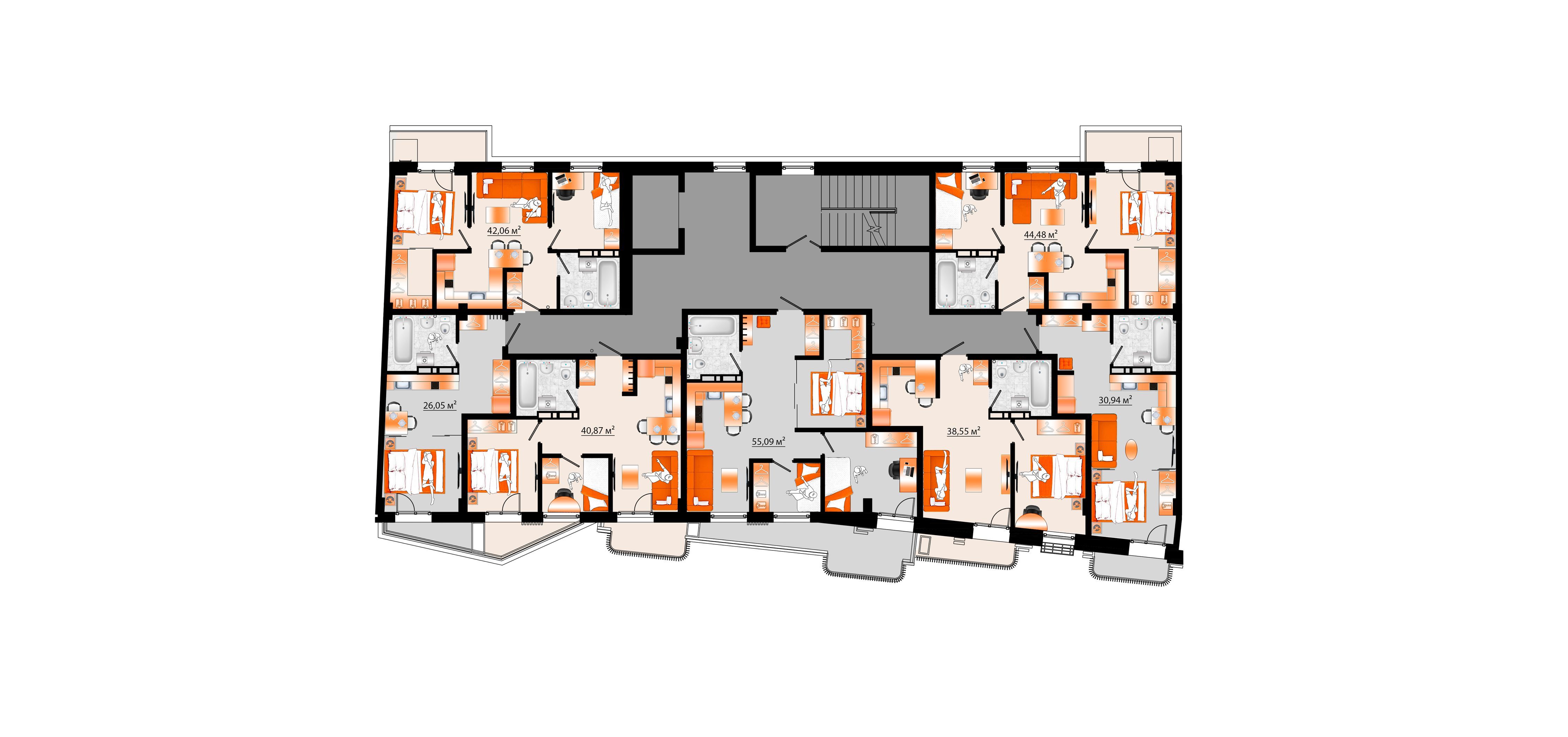 1-комнатная, 30.94 м², № Б-40 в Sunrise (Санрайс)
