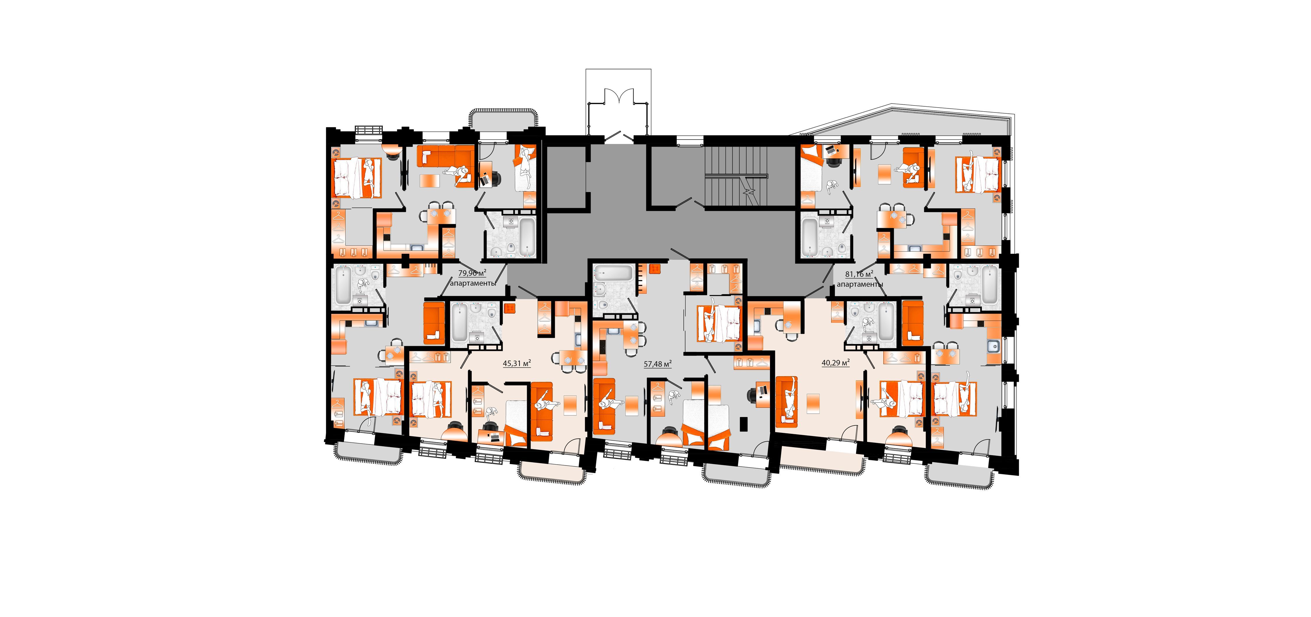 4-комнатная, 81.16 м², № Д-20 в Sunrise (Санрайс)