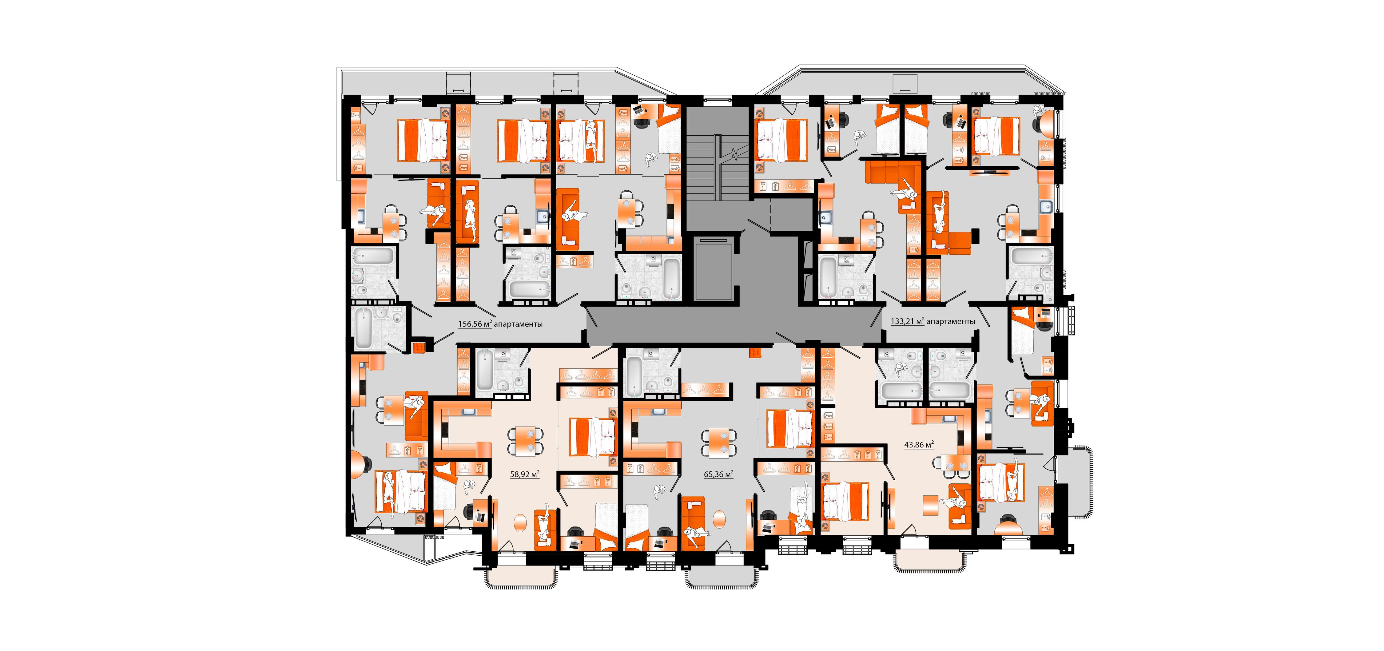 1-комнатная, 156.56 м², № А-11 в Sunrise (Санрайс)