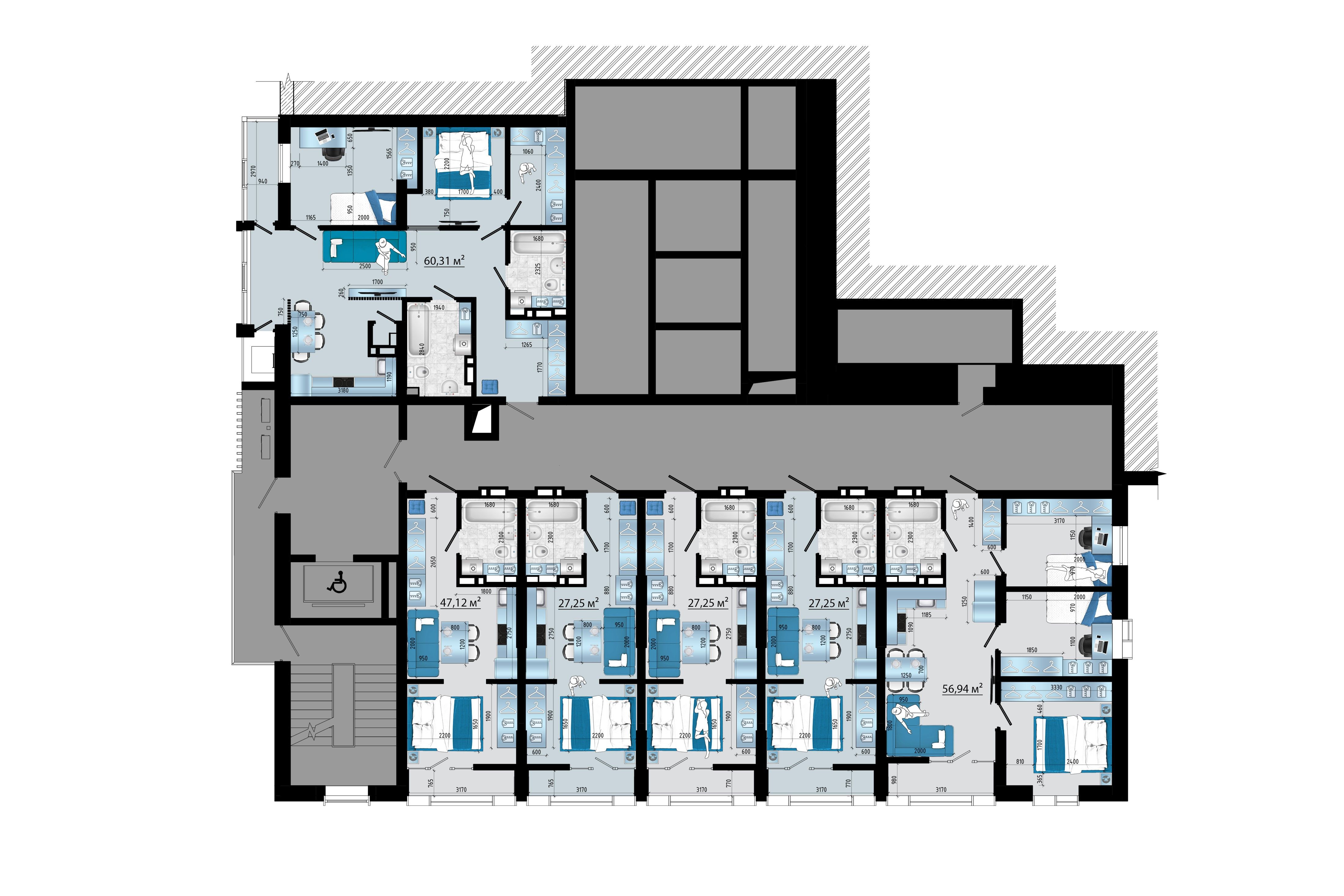 3-комнатная, 68.42 м², № 12 в Panorama (Панорама)
