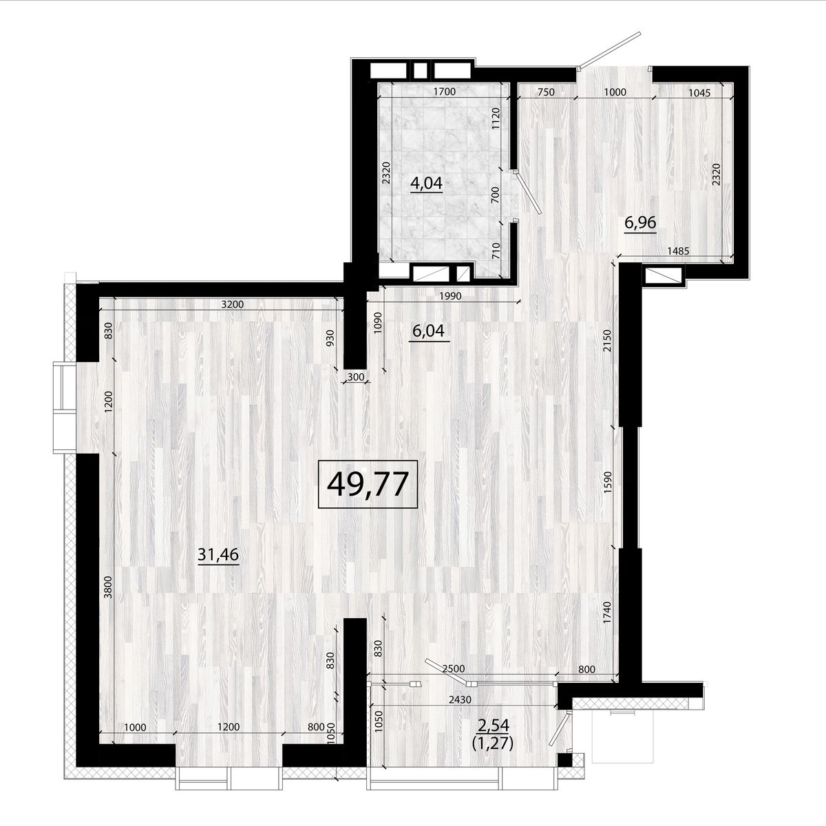3-комнатная, 49.77 м², № 10 в Panorama (Панорама)