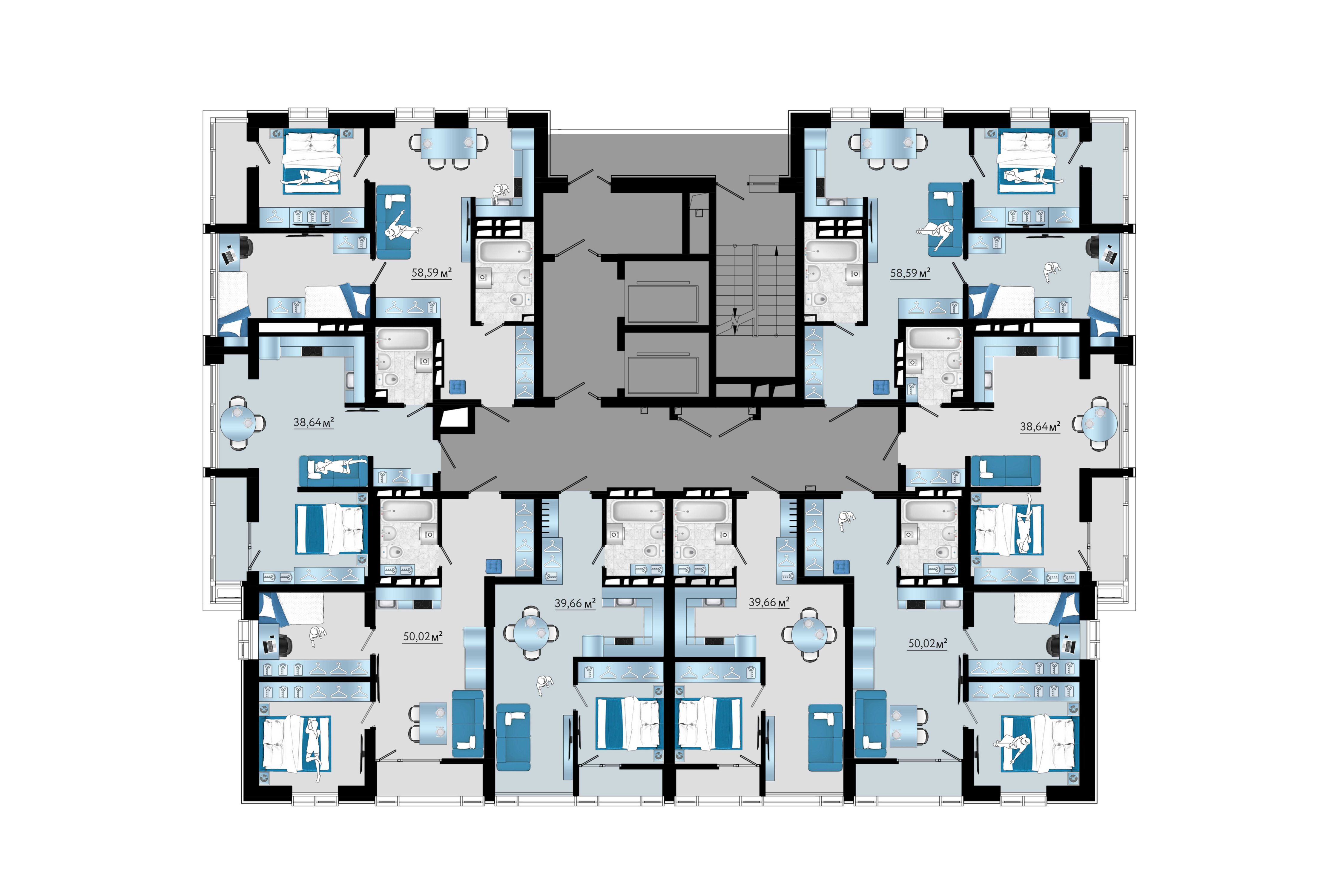 3-комнатная, 50.02 м², № 114 в Panorama (Панорама)