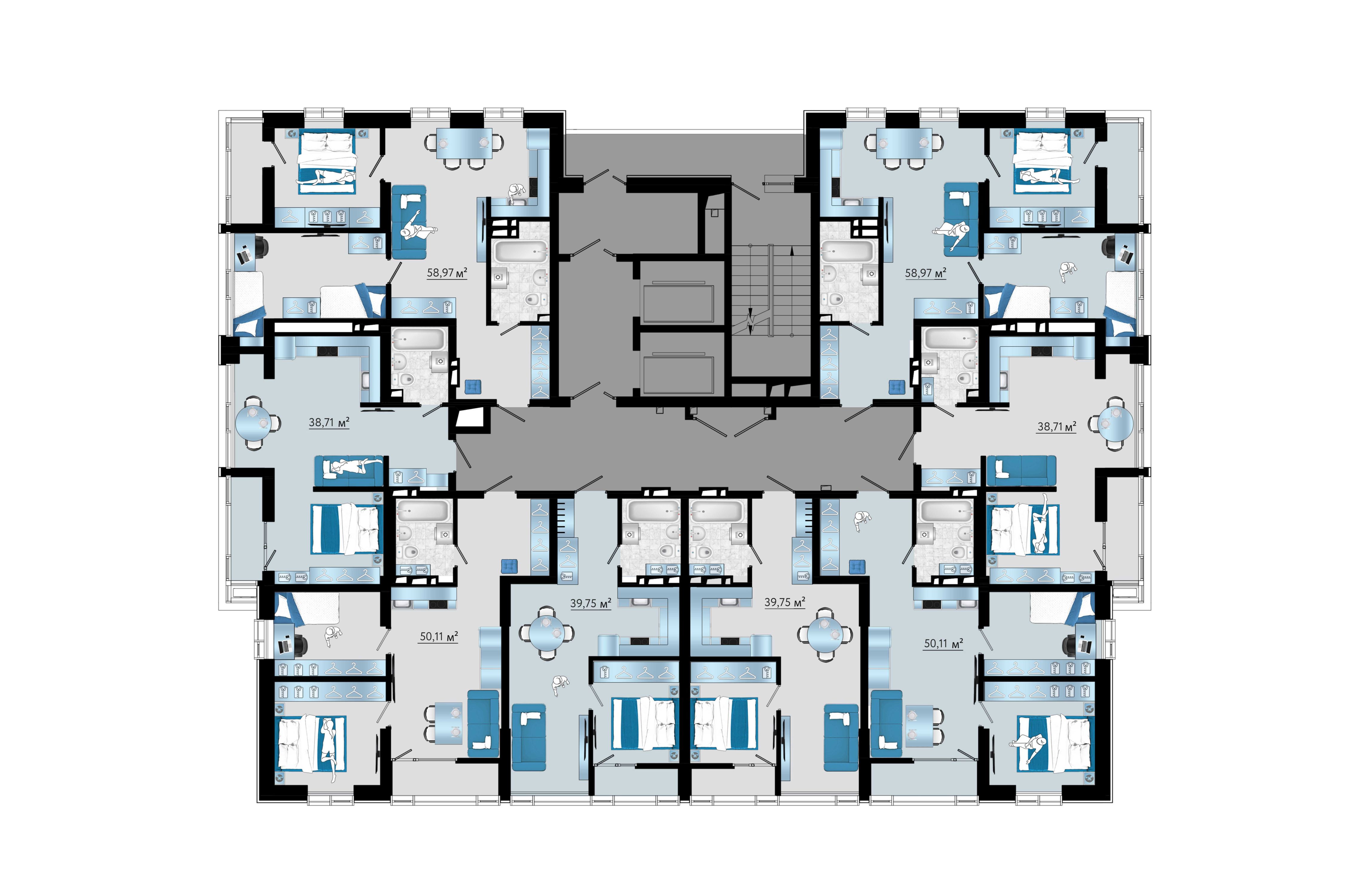 3-комнатная, 50.11 м², № 50 в Panorama (Панорама)