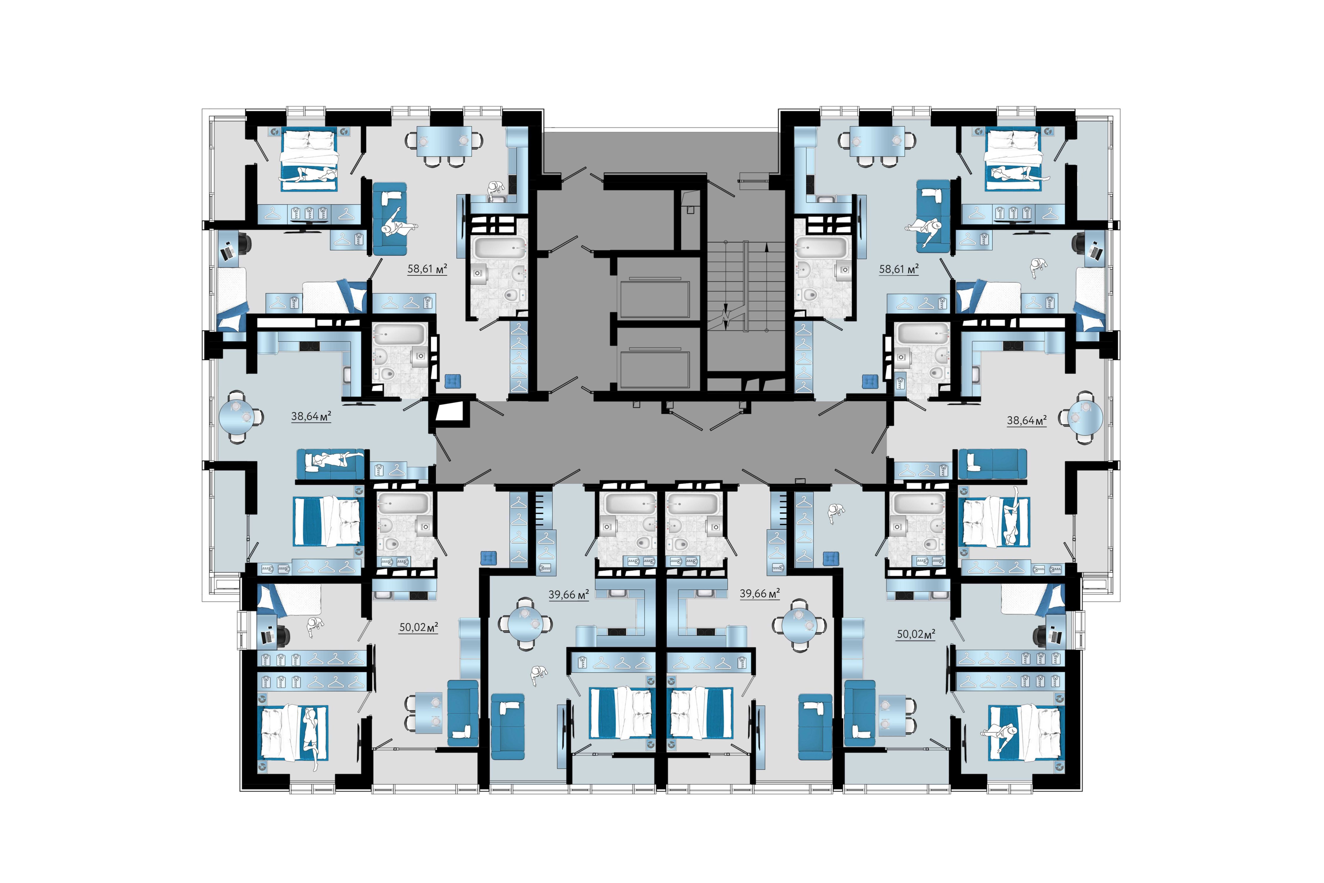 3-комнатная, 50.02 м², № 103 в Panorama (Панорама)