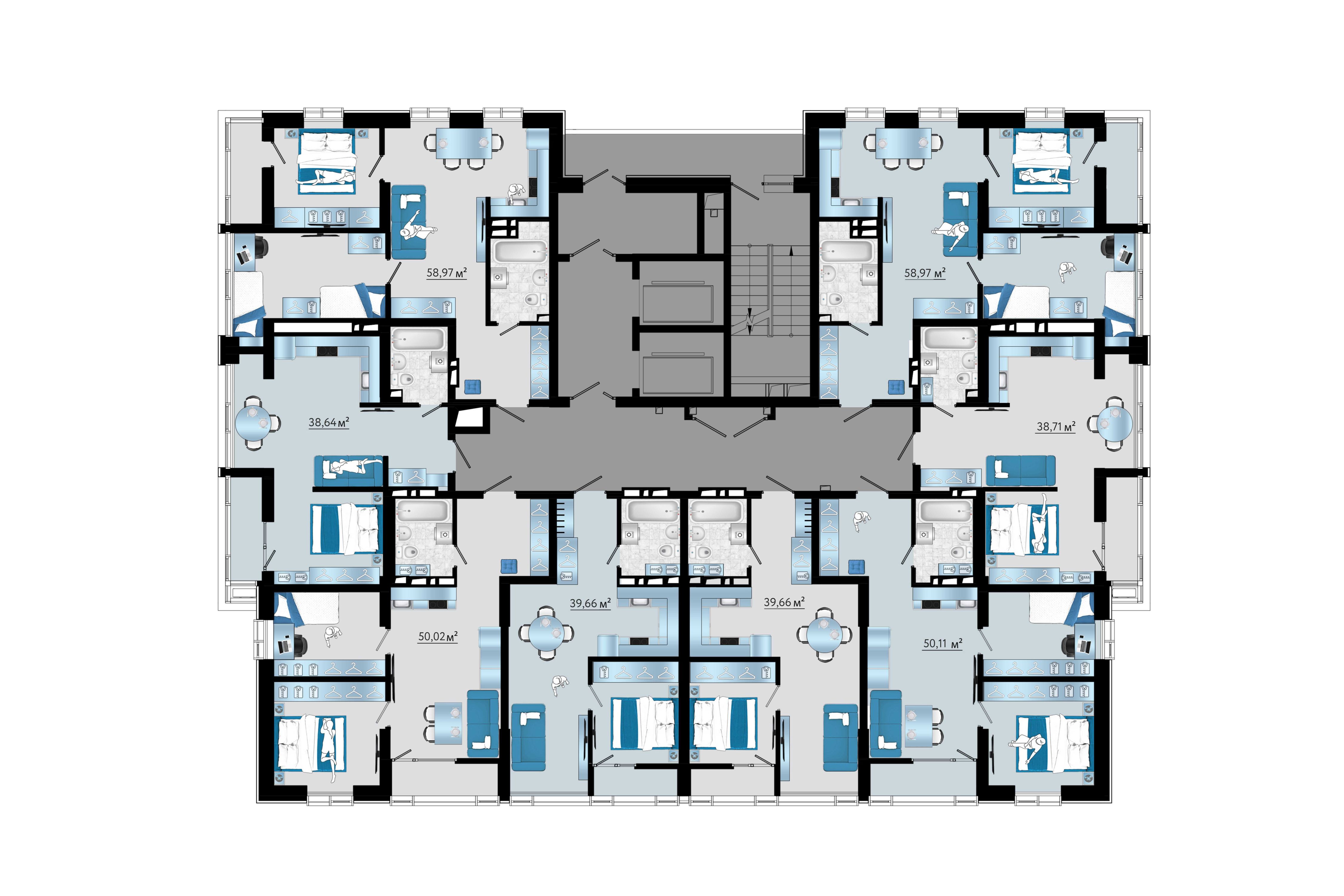 3-комнатная, 50.02 м², № 63 в Panorama (Панорама)