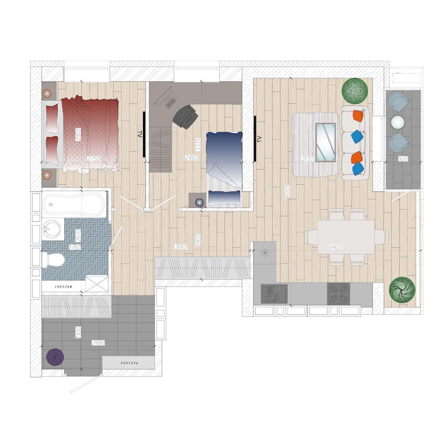 Планировка 1-комн. 4