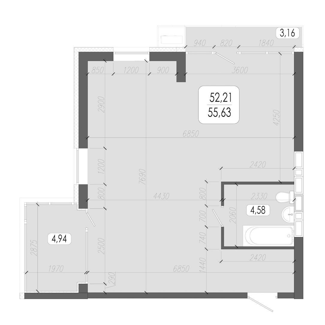 Планировка 1-комн.