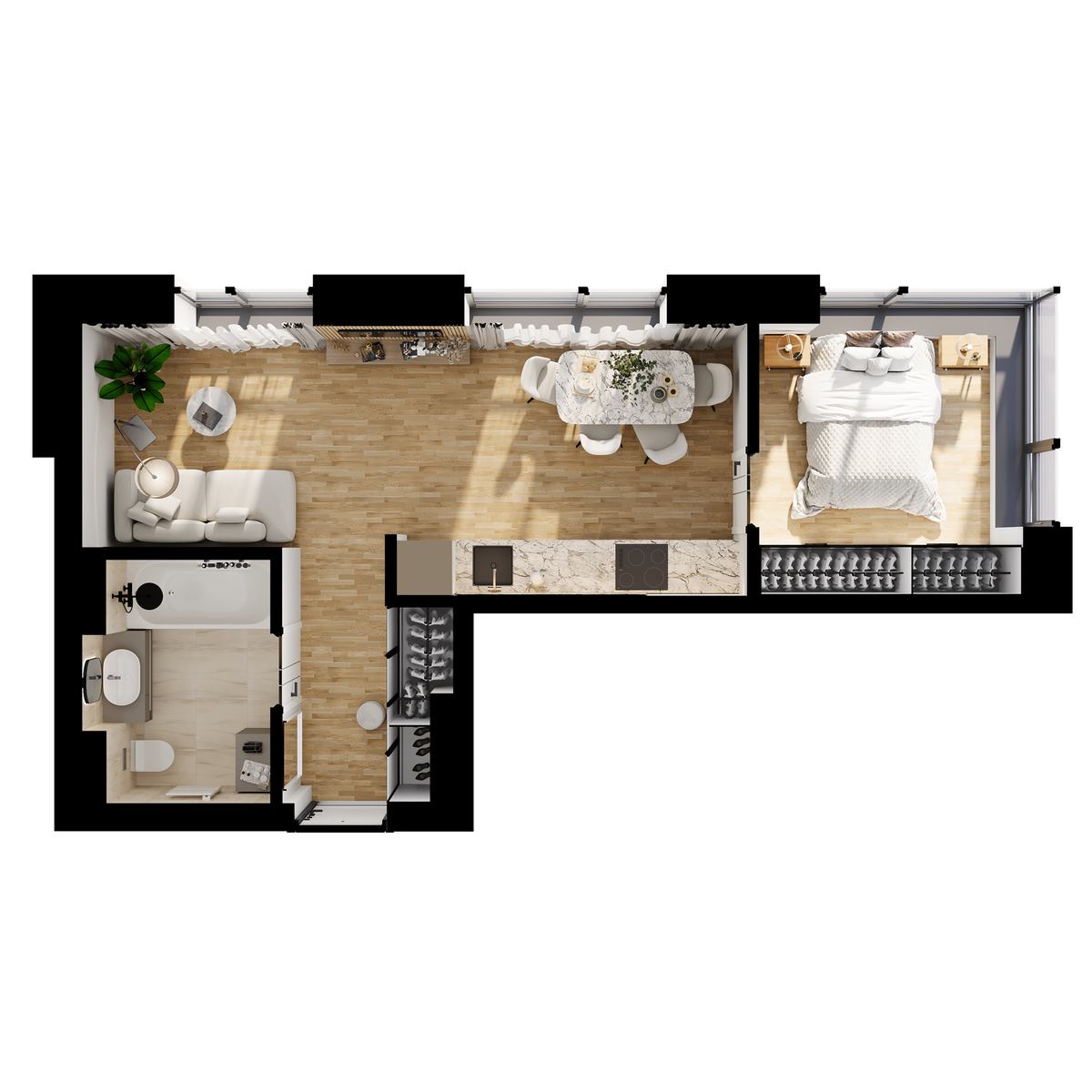 1-комнатная, 33.46 м², № 210 в Premium Park Central (Премиум Парк)