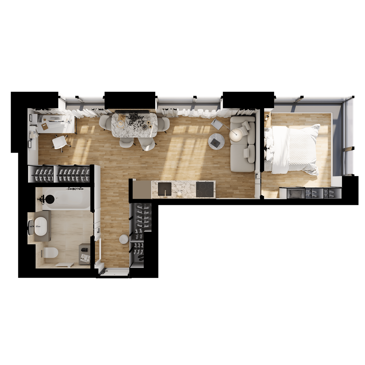 1-комнатная, 33.46 м², № 210 в Premium Park Central (Премиум Парк)