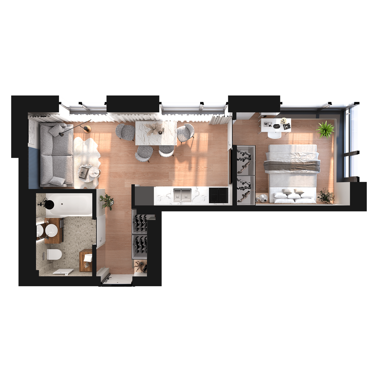 1-комнатная, 33.46 м², № 210 в Premium Park Central (Премиум Парк)
