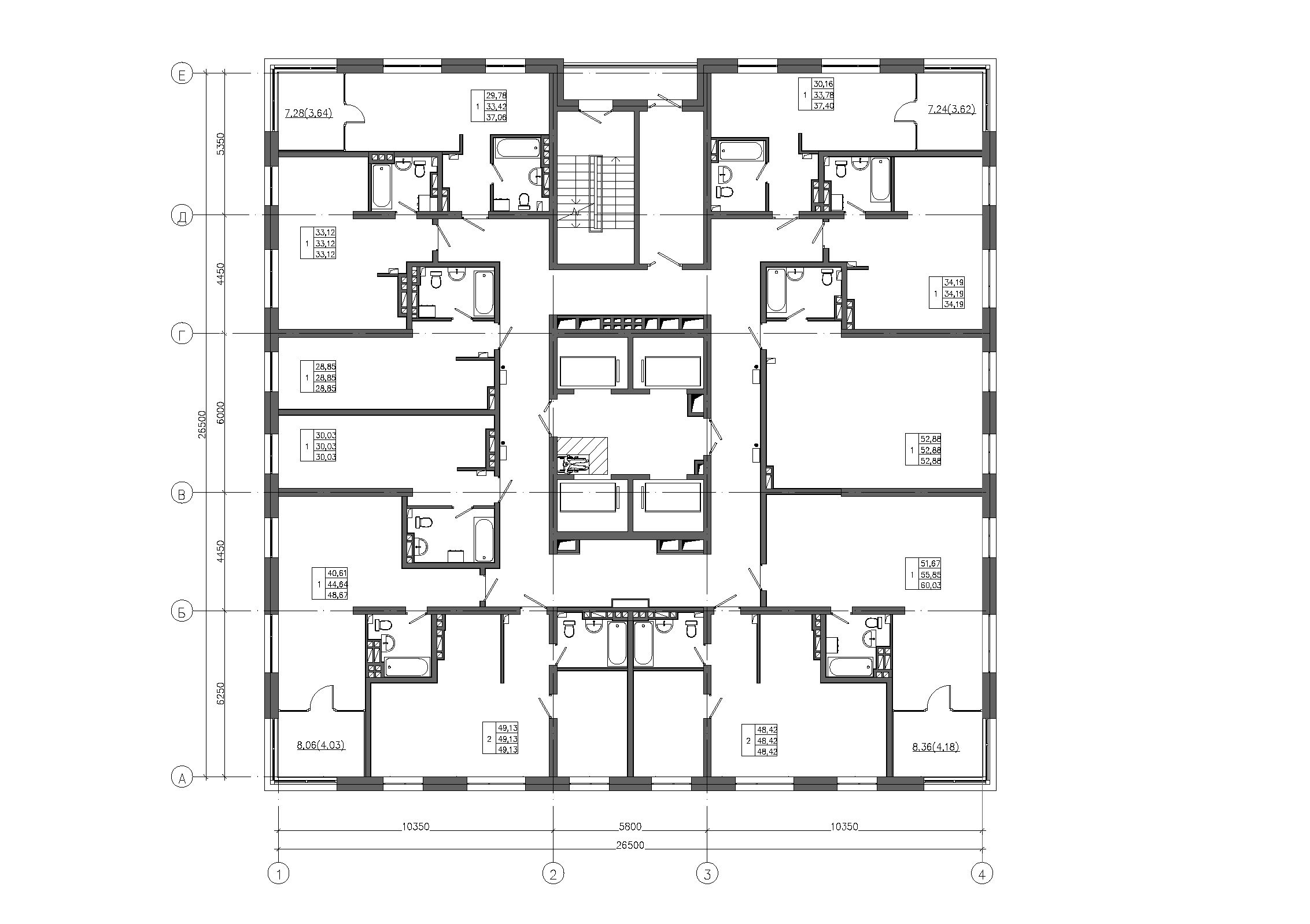 1-комнатная, 52.88 м², № 14 в Premium Park Central (Премиум Парк)