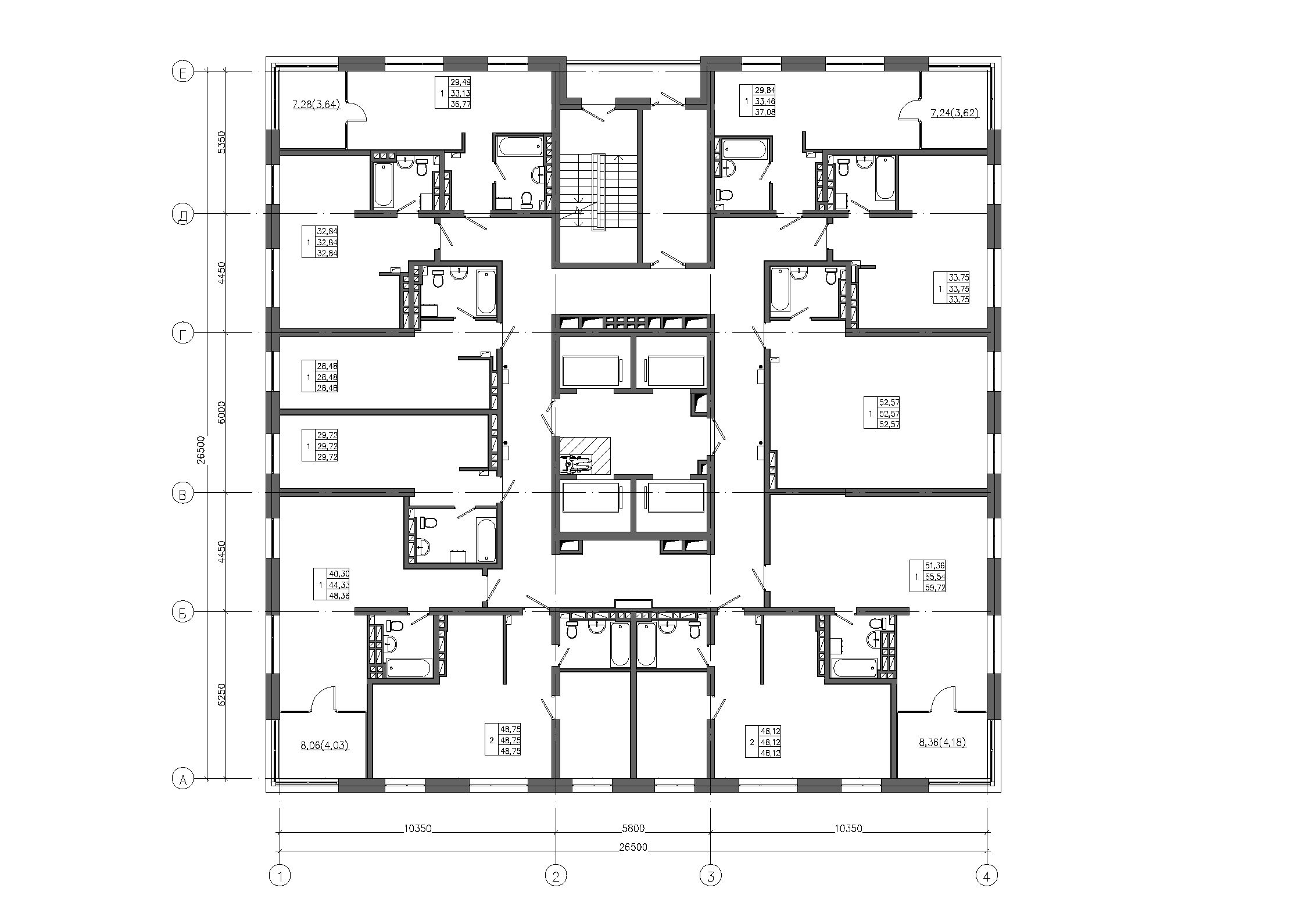 1-комнатная, 55.54 м², № 224 в Premium Park Central (Премиум Парк)