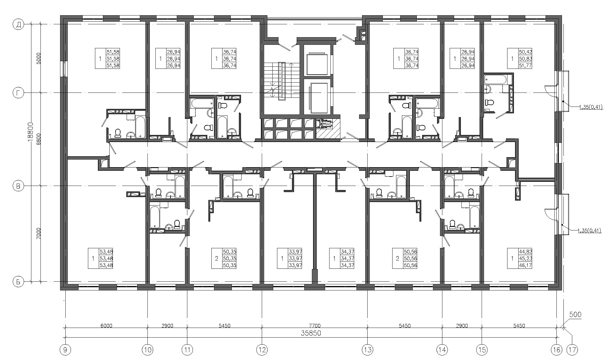 1-комнатная, 36.74 м², № 168 в Premium Park Central (Премиум Парк)