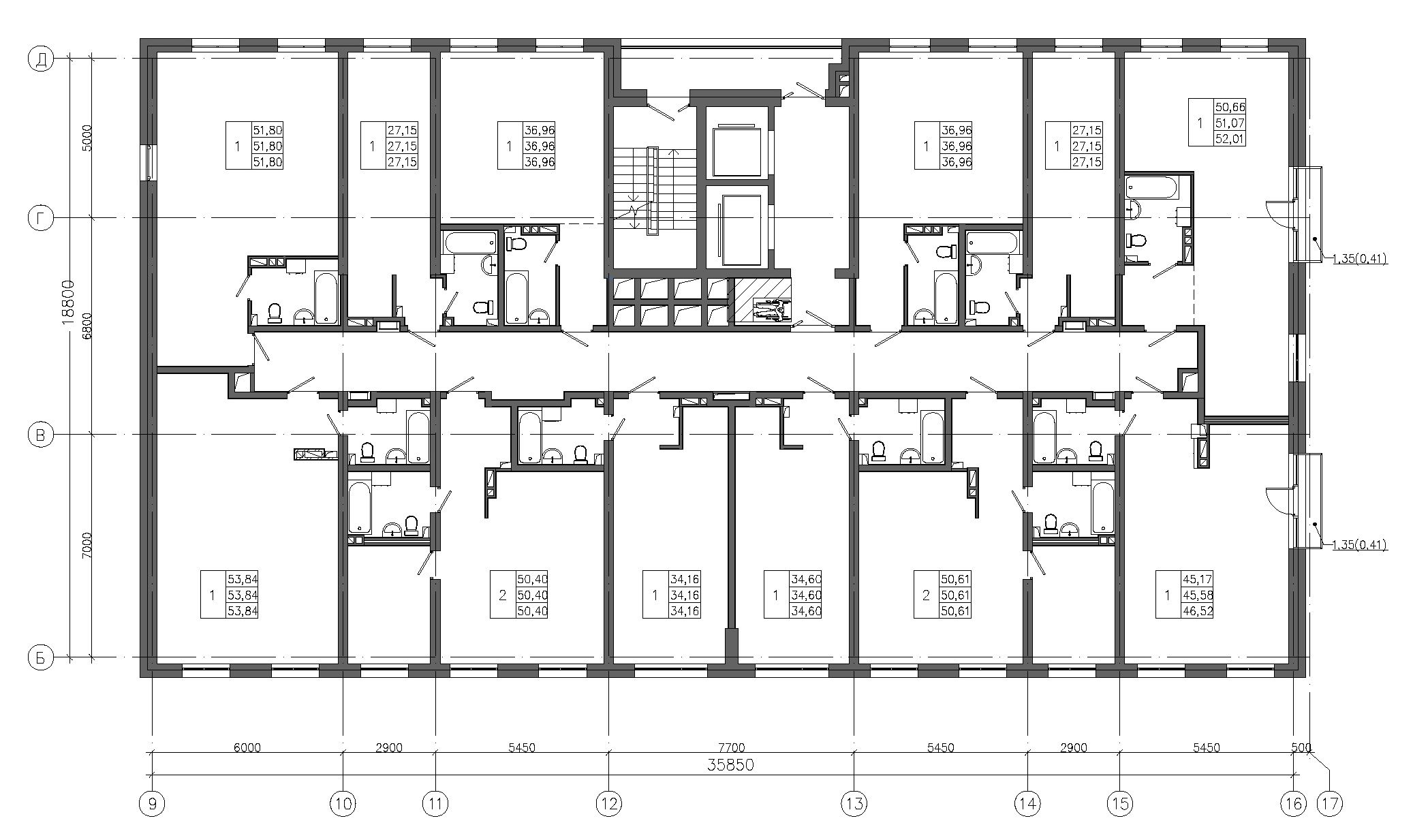 1-комнатная, 27.15 м², № 98 в Premium Park Central (Премиум Парк)