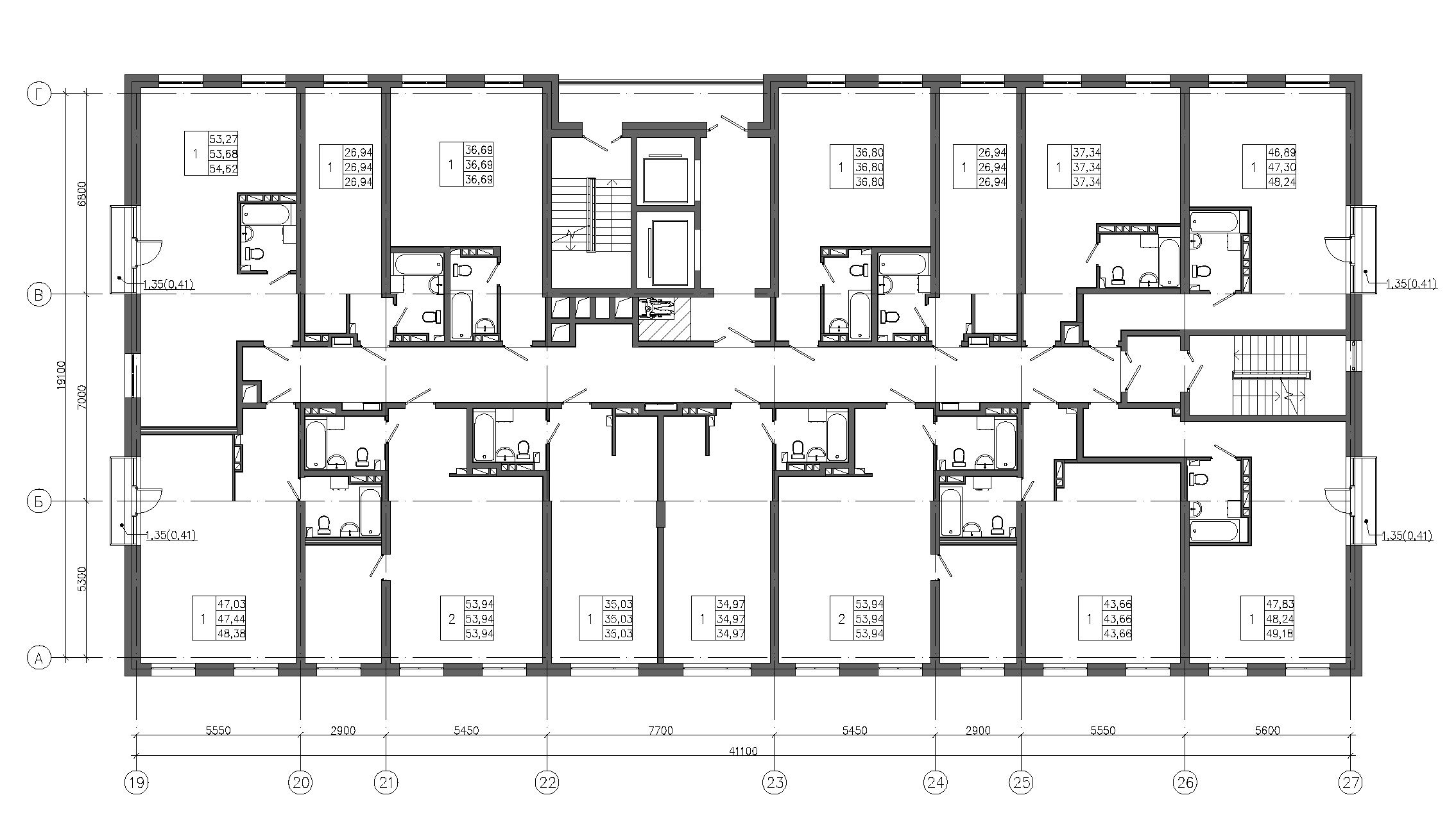 2-комнатная, 53.94 м², № 414 в Premium Park Central (Премиум Парк)