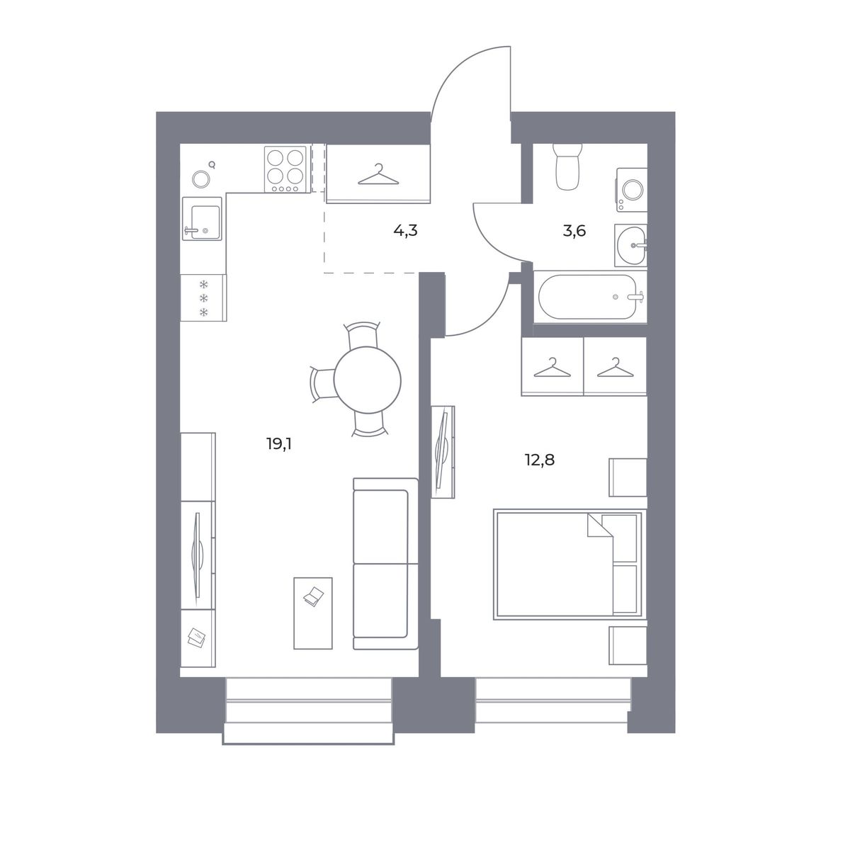 Планировка 1-комн.