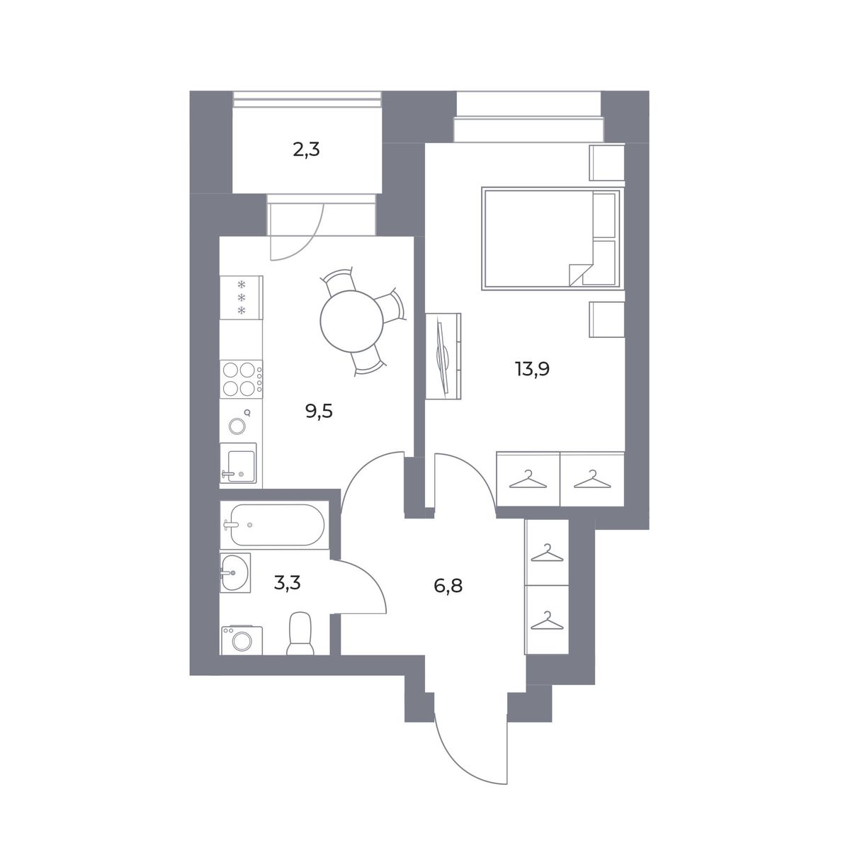 Планировка 1-комн.