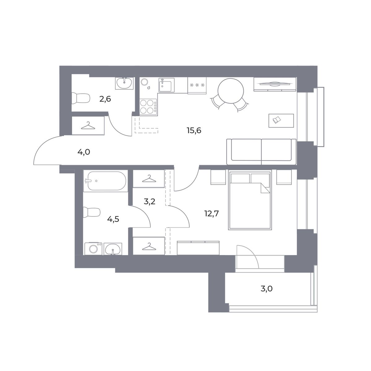 Планировка 1-комн.