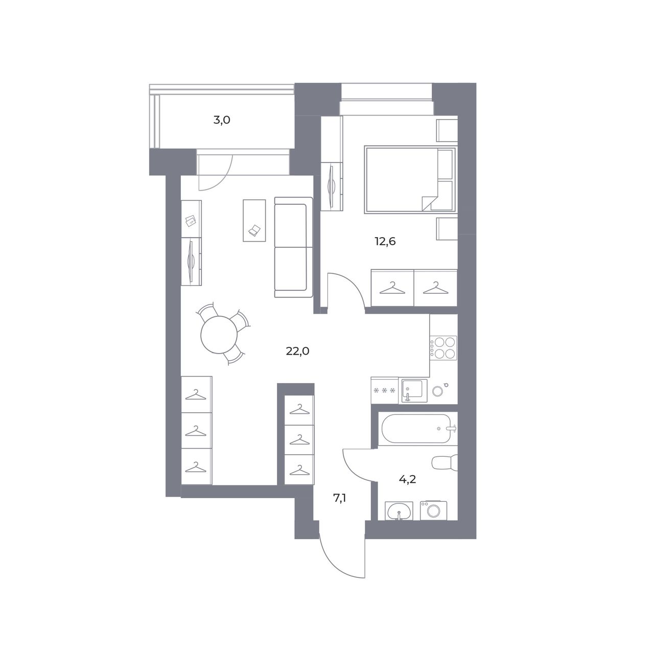 Планировка 1-комн.