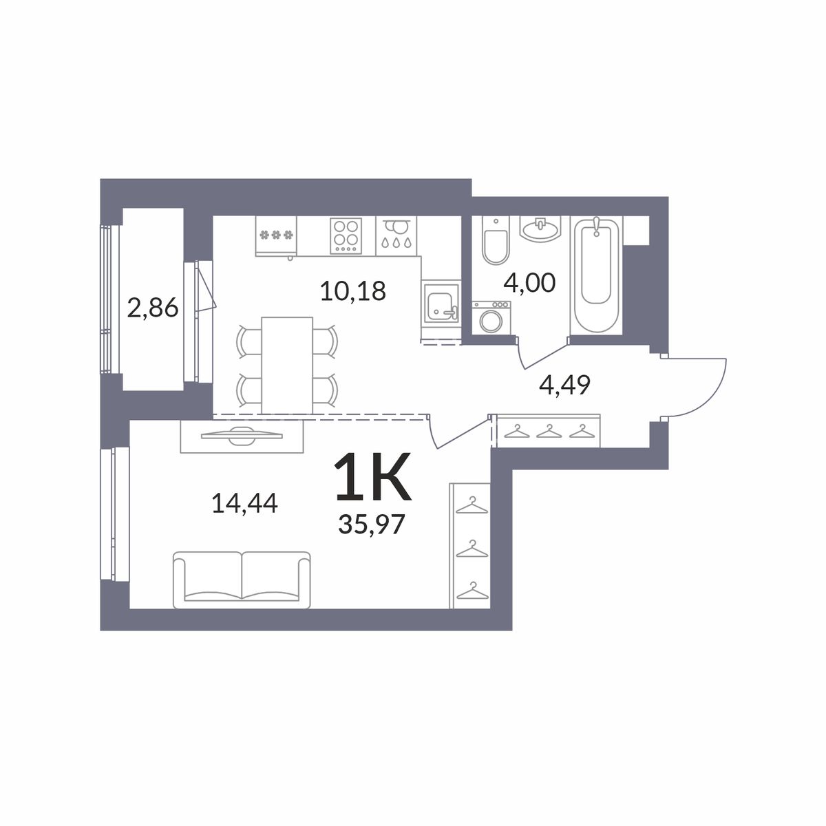 Планировка 1-комн.