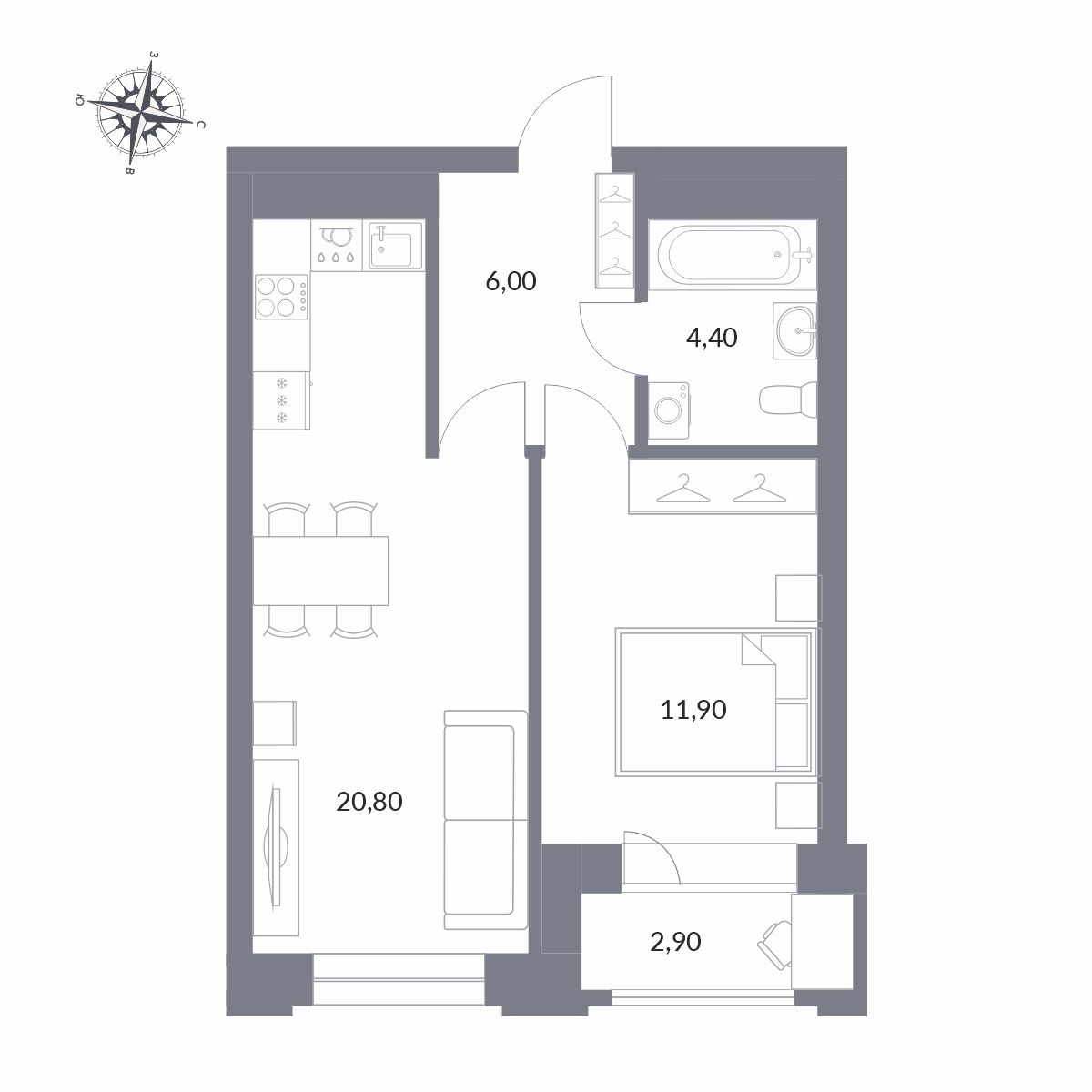 Планировка 2-комн.